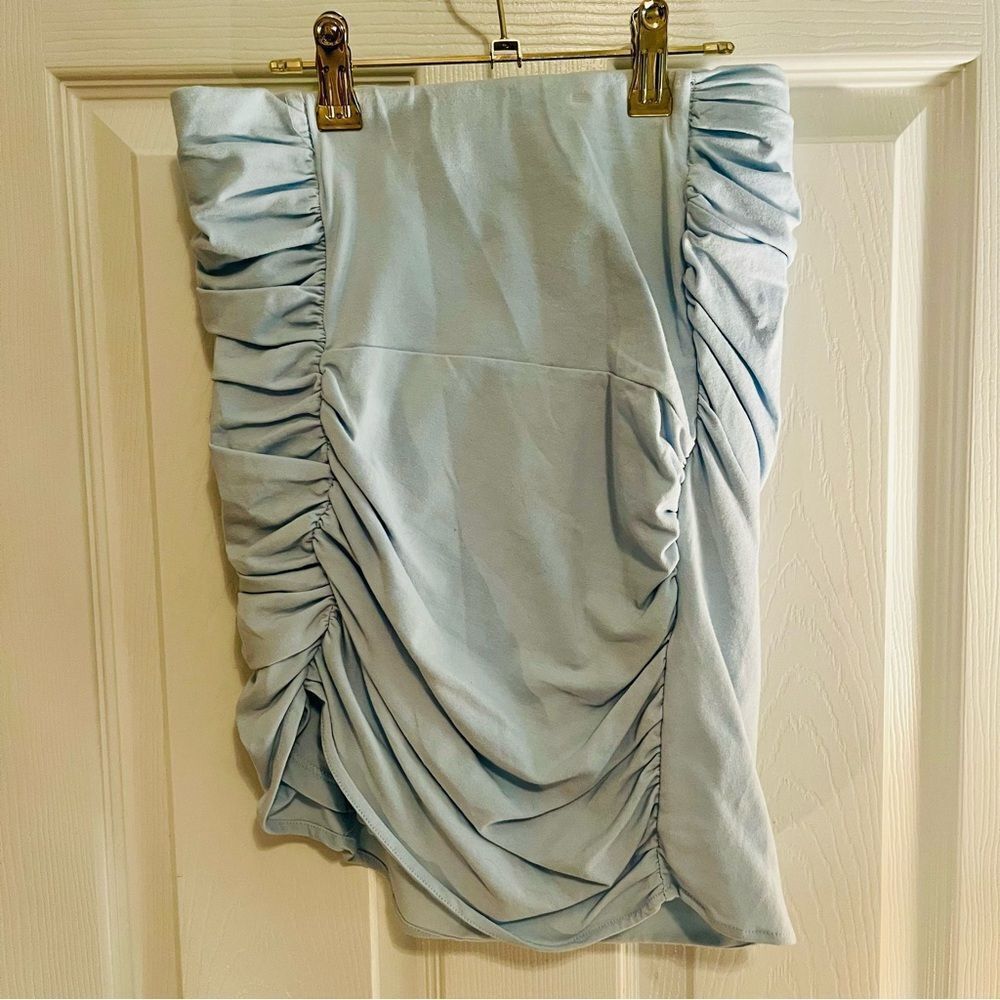 IRO Light Blue Ruched Mini Skirt - Picture 3 of 5